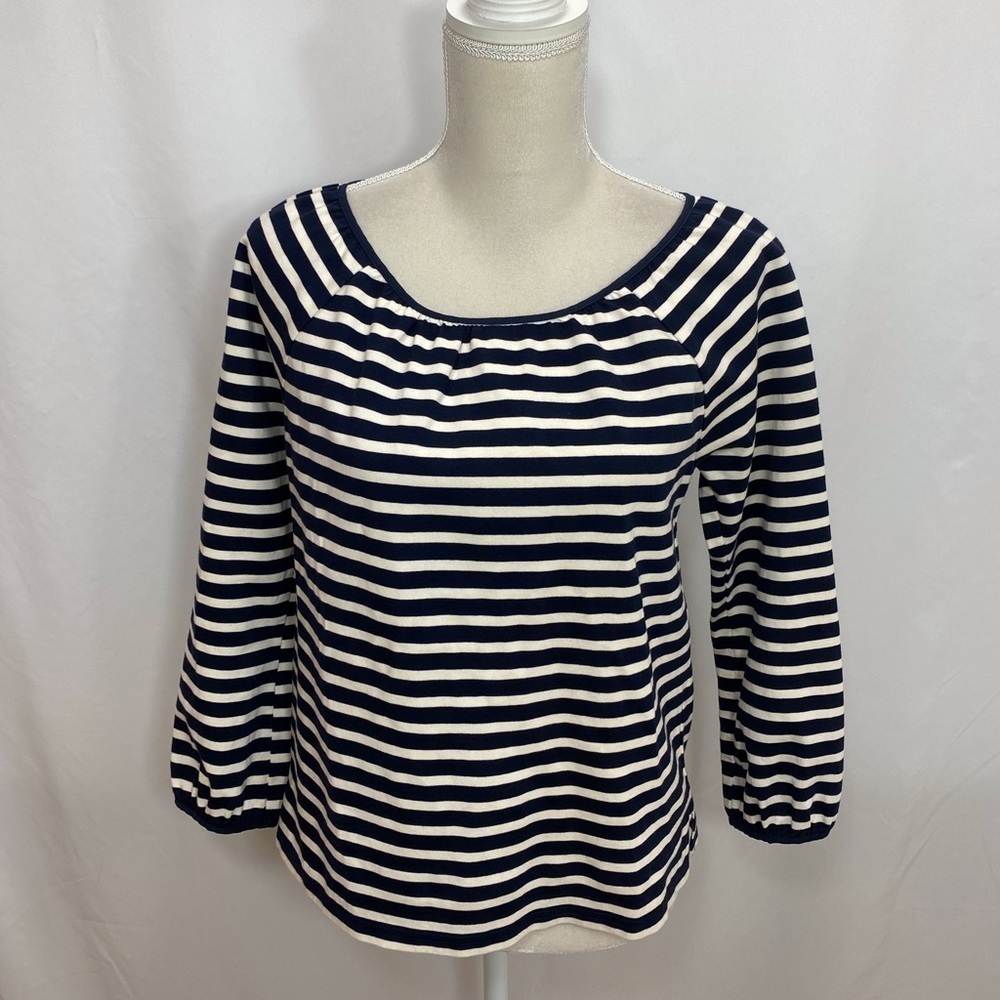 J.Crew Relaxed Striped Top Long Puff Sleeve